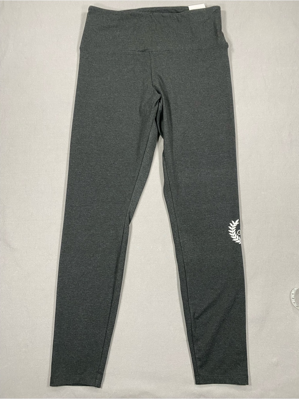 PINK Victoria's Secret Charcoal Gray Girls' Leggings with White Laurel Accent